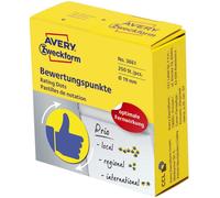 Avery Zweckform® 3861 3861 Point d'évaluation "Pouce" - Ø 19 mm, distributeur de 250 étiquettes, bleu / jaune