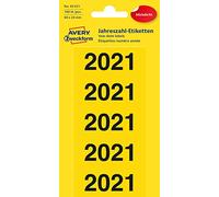 AVERY Zweckform 43-221 Lot de 100 autocollants pour dossiers (étiquettes 60 x 24 mm, impression 2021 sur 20 feuilles opaques, autocollantes et permanentes Jaune