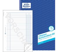 Avery Zweckform 450, Cahier de colonnes, 2 colonnes, A4, avec papier bleu, 2x50 feuilles