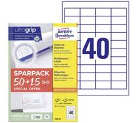 Avery-Zweckform 4780-65 Etiquette universelles 48.5 x 25.4 mm papier blanc 65 feuille(s) fixation permanente imprimante à jet