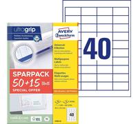 Avery Zweckform 4780-65 Étiquettes universelles, A4 avec ultragrip, 48,5 x 25,4 mm, 2 600 étiquettes/65 feuilles, blanc