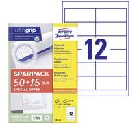 Avery-Zweckform 4781-65 Etiquette universelles 97 x 42.3 mm papier blanc 65 feuille(s) fixation permanente imprimante à jet