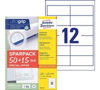 Avery Zweckform 4781-65 Étiquettes universelles, A4 avec ultragrip, étiquettes d'adresse, 97 x 42,3 mm, 780 étiquettes/65 feuilles, blanc