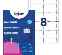 Avery Zweckform 4822, Badges, 60 x 90 mm, 190 g/m², 25 badges / 16 étiquettes à insérer / 2 feuilles