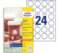 Avery Étiquettes 5080 – universelles Ø 40 mm papier blanc, décollables, 1 set