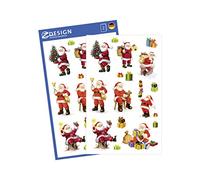 AVERY Zweckform 52624 Lot de 16 autocollants de Noël Père Noël (fabriqués en Allemagne, autocollants de Noël, en papier scintillant, décoration de Noël pour cartes, cadeaux) 2 feuilles/8 autocollants