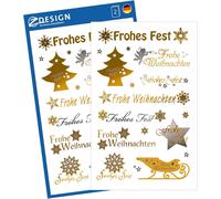 Avery Zweckform 52771 Lot De 36 Autocollants De Noël Matériau Spécifique Frohes Fest Gold
