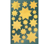 AVERY Zweckform 52807 Lot de 42 autocollants de Noël étoiles dorés (fabriqués en Allemagne, papier glacé, décoration de Noël autocollante pour cartes, cadeaux, sacs) 2 feuilles/21 autocollants étoiles