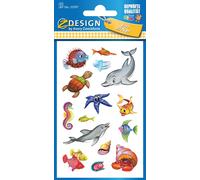 Avery Zweckform® 53707 Z-Design 53707, Autocollants pour enfants, Animaux marins, 2 feuilles/30 autocollants