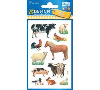 Avery Zweckform® 53720 Z-Design 53720, Autocollants pour enfants, Animaux de la ferme, 3 feuilles/33 autocollants