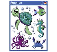 AVERY Zweckform 54994 Lot de 10 autocollants colorés pour fenêtre Motif monde marin brillant imperméable et amovible