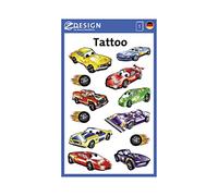 AVERY Zweckform 56685 Lot de 12 tatouages temporaires pour enfants, motif véhicules de course, imperméables, pour anniversaire d'enfant, petit cadeau, jeux de fête et pour jouer (garçons)