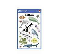AVERY Zweckform 56765 Lot de 16 tatouages temporaires d'animaux marins pour enfants (tatouages temporaires poissons, tatouages imperméables, autocollants pour la peau, autocollants pour garçons et