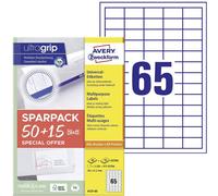 Avery Zweckform 6121-65 Etiquette universelles 38 x 21.2 mm papier blanc 65 feuille(s) fixation permanente imprimante à jet dencre, imprimante laser,