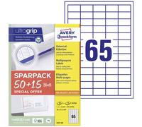 Avery-Zweckform 6121-65 Etiquette universelles 38 x 21.2 mm papier blanc 65 feuille(s) fixation permanente imprimante à jet