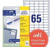 Avery Zweckform 6121 Étiquettes universelles, 38 x 21,2 mm, 25 feuilles/1 625 étiquettes, blanc