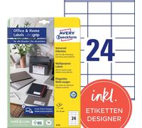 Avery Zweckform 6122 Étiquettes universelles, 70 x 36 mm, Convient pour Deutsche Post INTERNETMARKE, 10 feuilles/240 étiquettes, blanc