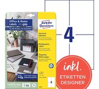Avery Zweckform 6124 Étiquettes universelles, 105 x 148 mm, Convient pour Deutsche Post INTERNETMARKE, 10 feuilles/40 étiquettes, blanc