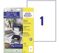 Avery Zweckform 6125 Etiquette universelles 210 x 297 mm papier blanc 10 pc(s) fixation permanente imprimante à jet dencre, imprimante laser, imprimante laser