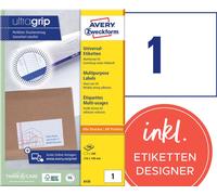 Avery Zweckform 6135 Étiquettes universelles, A5 horizontal avec ultragrip, 210 x 148 mm, blanc