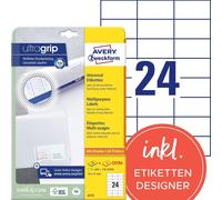 Avery Zweckform 6173 Étiquettes universelles, A4 avec ultragrip, étiquettes d'adresse 70 x 37 mm, blanc