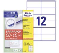 Avery-Zweckform 6175-65 Etiquette universelles 105 x 48 mm papier blanc 65 feuille(s) fixation perma