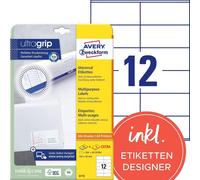 Avery Zweckform 6175 Étiquettes universelles, A4 avec ultragrip, étiquettes d'adresse 105 x 48 mm, blanc