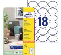Avery Zweckform 6242-10 Étiquettes ovales, A4, 63,5 x 42,3 mm, blanches