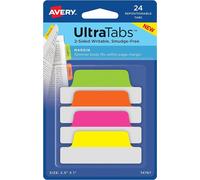 Avery Zweckform 74767 Bande adhésive, petit format, 24 pièces, vert fluo, rose fluo, orange fluo, jaune fluo