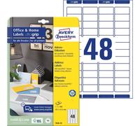 Avery Zweckform 7636-10 Étiquettes d'adresse, Home Office, petit paquet, A4 avec ultragrip, 45,7 x 21,2 mm, 10 feuilles/480 étiquettes, blanc