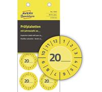 Avery Zweckform 7902 Lot de 80 étiquettes de contrôle 20 x (avec année à écrire soi-même, résistantes, autocollantes, Ø 30 mm, autocollants de contrôle, label de contrôle inscriptible en film vinyle) Jaune