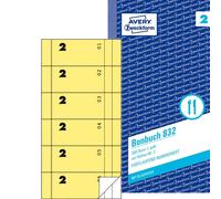 Avery Zweckform 832, Carnet de tickets, jaune, avec n° de serveur 2, 300 tickets