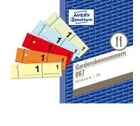 Avery Zweckform 867, Numéros de vestiaires, 5 couleurs, A6, 1-500 sections par livre, 2 livres par couleur
