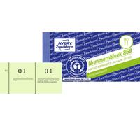 Avery Zweckform 869-10-1, Bloc de numéros, vert clair, numéroté 1-1000, 10 blocs