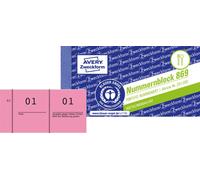 Avery Zweckform 869-10-3, Bloc de numéros, rouge, numéroté 1-1000, 10 blocs