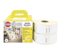 AVERY Zweckform A1933083 Lot de 2 rouleaux d'étiquettes autocollantes résistantes aux intempéries (1700 autocollants étanches, 25 x 25 mm, compatibles Dymo LabelWriter, très résistantes,