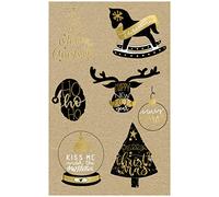 AVERY Zweckform Art. 52291 Autocollants de Noël 7 souhaits X-Mas noir/doré (autocollants de Noël en papier recyclé, décoration de Noël pour cartes, cadeaux, DIY) 1 planche de 7 autocollants