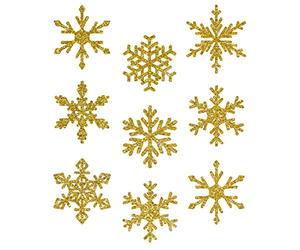 AVERY Zweckform Art. 52950 Lot de 9 autocollants de fenêtre de Noël pour 9 flocons de neige dorés (autocollants pour fenêtre, film de fenêtre amovible)
