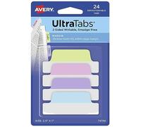 AVERY Zweckform Art. 74768 Bandes autocollantes transparentes/pastel (24 notes autocollantes, 63,5x25,4 mm, onglets d'index de film inscriptibles des deux côtés, notes autocollantes, notes adhésives