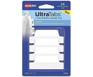AVERY Zweckform Article 74789 Bandes adhésives transparentes/blanches (24 notes adhésives, 63,5 x 25,4 mm, onglets d'index, notes adhésives amovibles, marque-page, notes adhésives, marqueurs adhésifs)