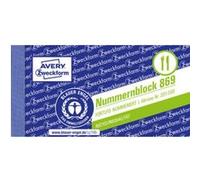 Avery Zweckform Numéros Blocks 105 x 53 mm - 1-1000 ve = 10 x 100 feuilles Couleurs assorties