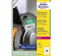 AVERY Zweckform B5274-50 Lot de 800 étiquettes autocollantes résistantes (52 x 74 mm sur A4, extrêmement adhésives, pour surfaces difficiles, film adhésif imprimable pour extérieur) 50 feuilles, blanc