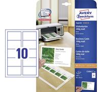 Avery Zweckform C32011-25 Cartes de visite imprimables, bords lisses 85 x 54 mm blanc 250 pc(s) Format du papier: DIN A4