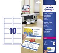 Avery Zweckform C32016-25 Cartes de visite imprimables, bords lisses 85 x 54 mm blanc 250 pc(s) Format du papier: DIN A4