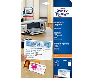 Avery Zweckform C32254-25 Paquet de 25 feuilles A4 micro-perforées 185 g de 8 cartes postales chacune 105 x 70 mm (Blanc) (Import Allemagne)