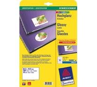 Avery Étiquettes photo C6080 – Brillantes blanches 46.6 x 63.5 mm, 150 unités (10 feuilles x 15)