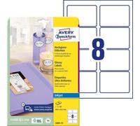 Avery Zweckform C6081-10 Étiquettes haute brillance, A4, 88,9 x 63,5 mm, 10 feuilles/80 étiquettes, blanc