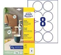 AVERY Zweckform 6228REV-10 Lot de 10 feuilles d'étiquettes rondes (80 pastilles adhésives, Ø 69 mm sur A4, autocollants ronds à imprimer, amovibles sans laisser de résidus, étiquettes autocollantes de confiture), blanc