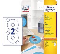 Avery-Zweckform L6015-25 Etiquette pour CD Ø 117 mm papier blanc 50 pc(s) fixation permanente imprimante à jet d'encre