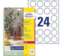 AVERY - Zweckform Etiquettes Crystal Clear, diamètre: 40 mm pour surfaces miroitantes comme le verre